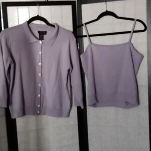 BCBG-Cashmere matching set Cardigan and tank top- Size L